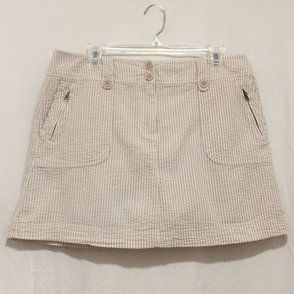 New York  & Company Tan Pinstripe Skort Size 12